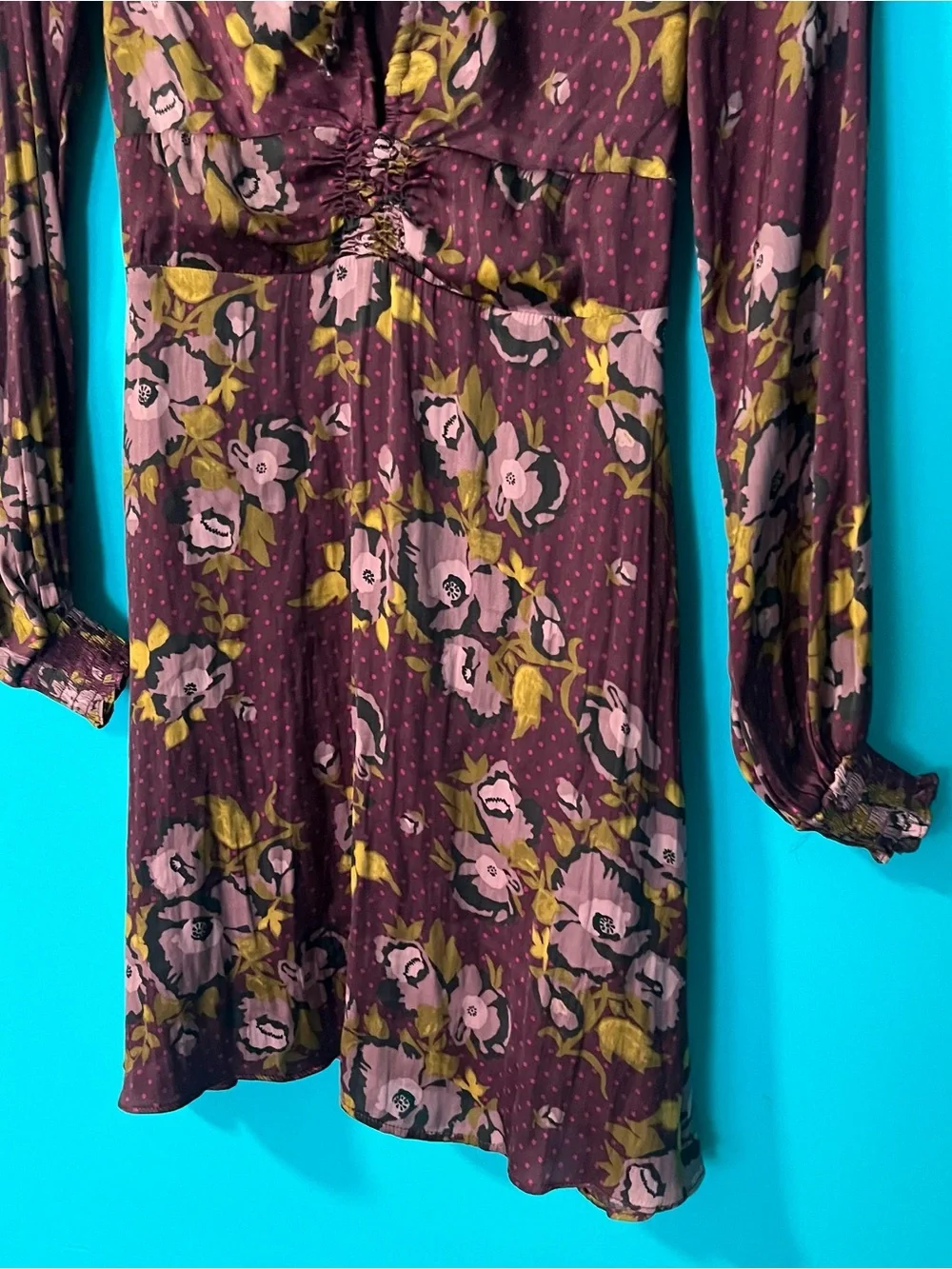 Free People 2 Morning Light Floral Print Satin Mini Dress